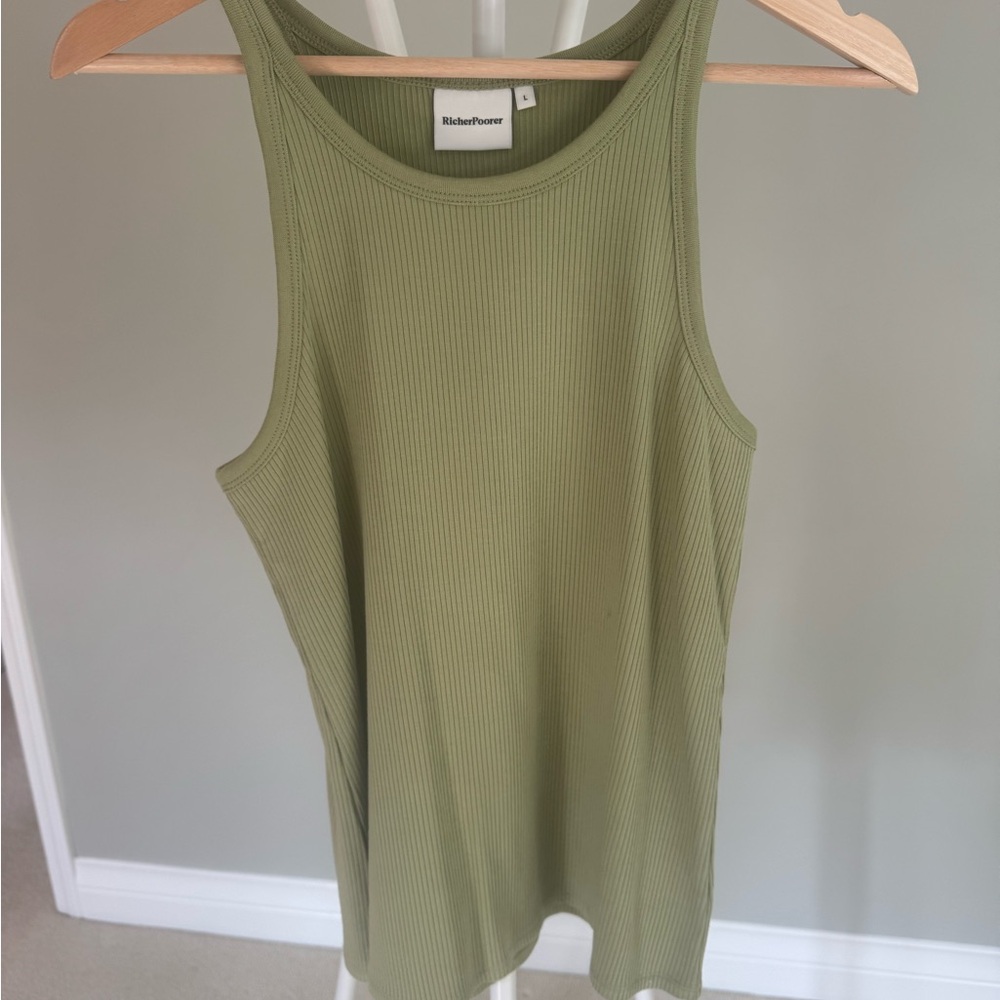 Richer Poorer Sage Green Ribbed Tank Top